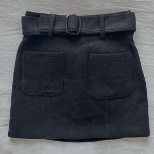 Sezane Black wool belted mini skirt - Size 36 EU